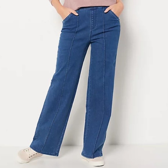 Isaac Mizrahi Denim - Isaac Mizrahi True Denim Wide Leg Jeans